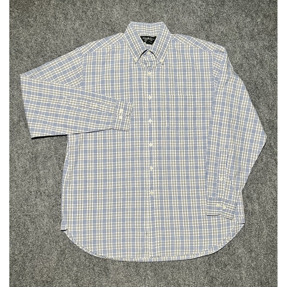 Brooks Brothers Country Club Egyptian Cotton Plaid Long Sleeve USA Made Sz‎ L/R